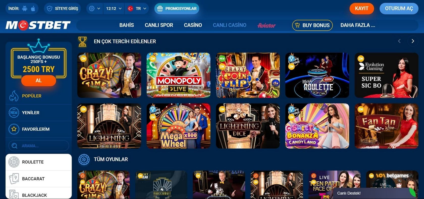 Live Casino Gaming Experience at MostBet India